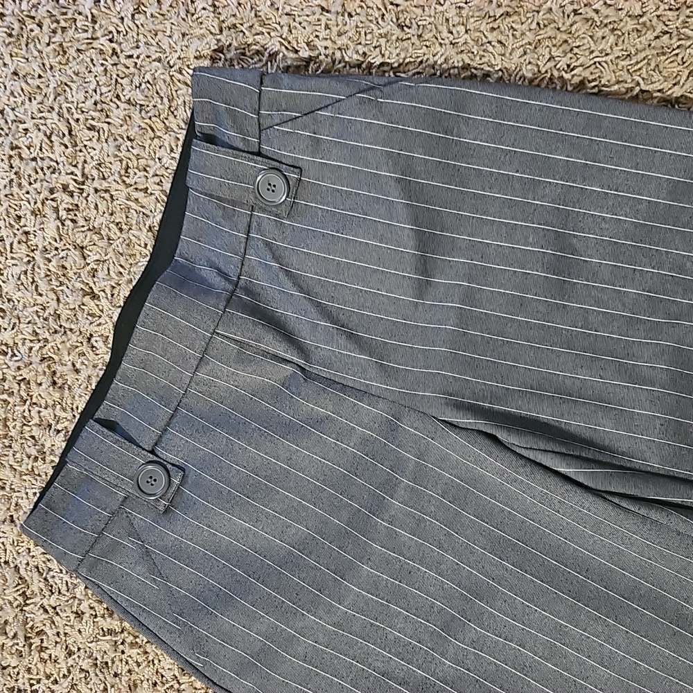 Roz & Ali Pull-On Pants Wide Leg Pin Stripe Elastic Waistband Small Trousers - Picture 2 of 7